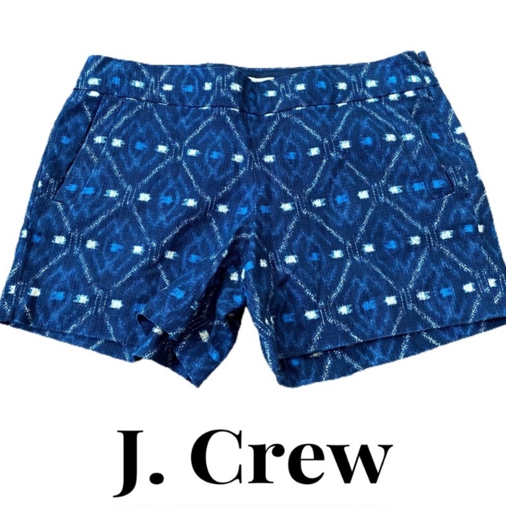 J. Crew Short Shorts Women’s Size 8 Blue White Geometric Print